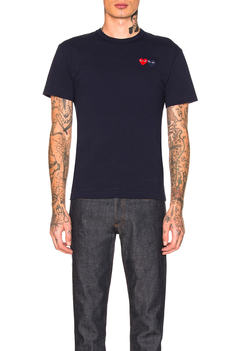

Футболка с двойным логотипом Comme Des Garcons Play, Navy & White