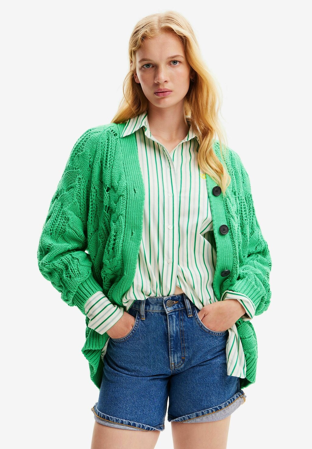 

Кардиган OPENWORK Desigual, зеленый