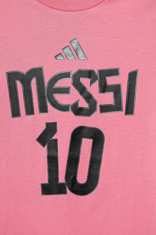 Детская хлопковая футболка MESSI Adidas Performance, розовый — фото 4