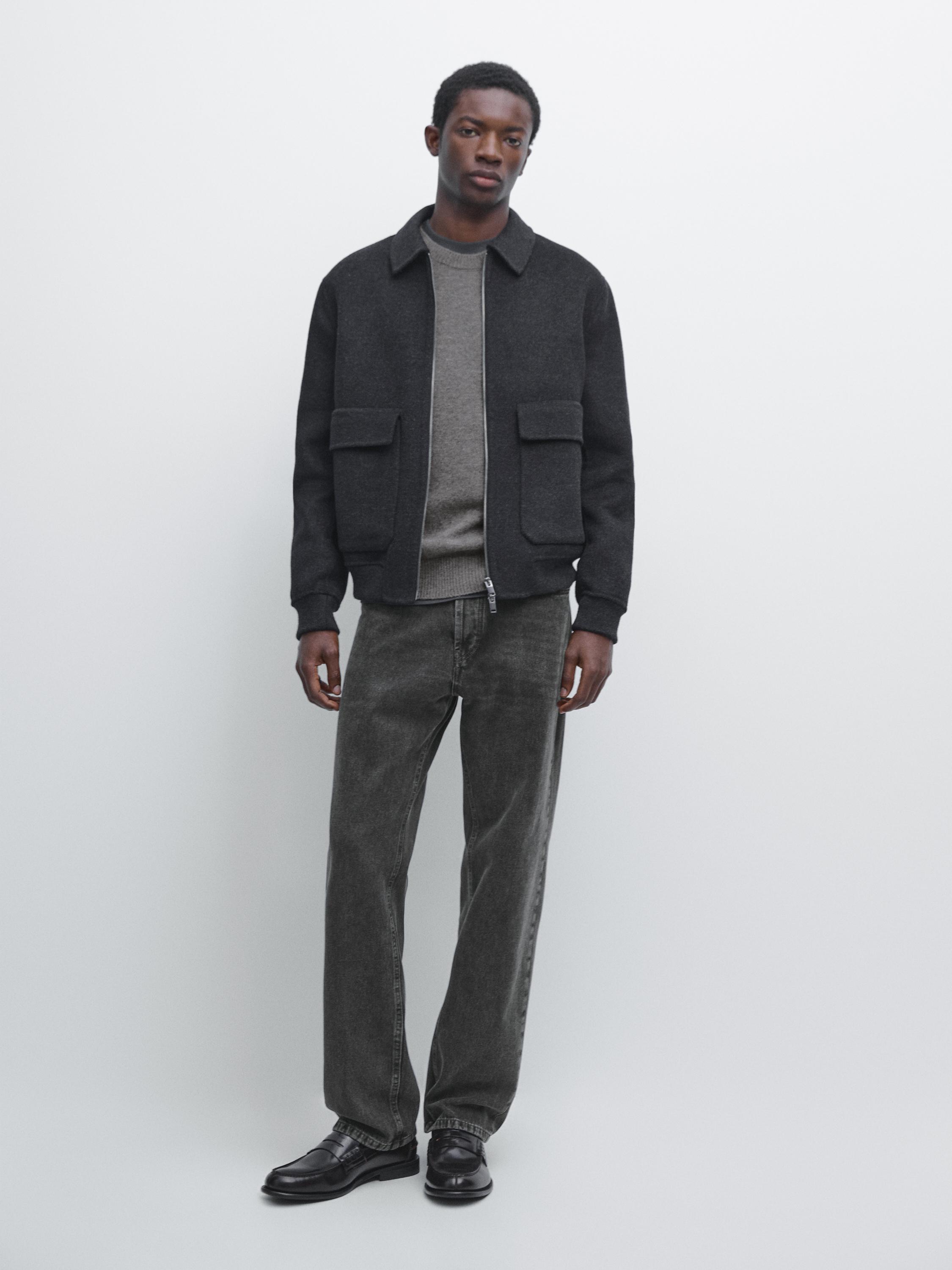 

Куртка из смесовой шерсти с карманами Massimo Dutti, anthracite grey