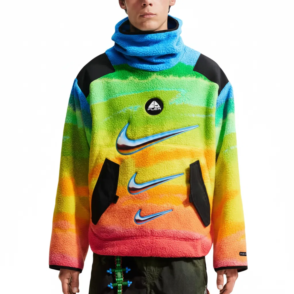 Толстовка унисекс синяя/желтая с капюшоном, свободная посадка Nike, Blue/Yellow