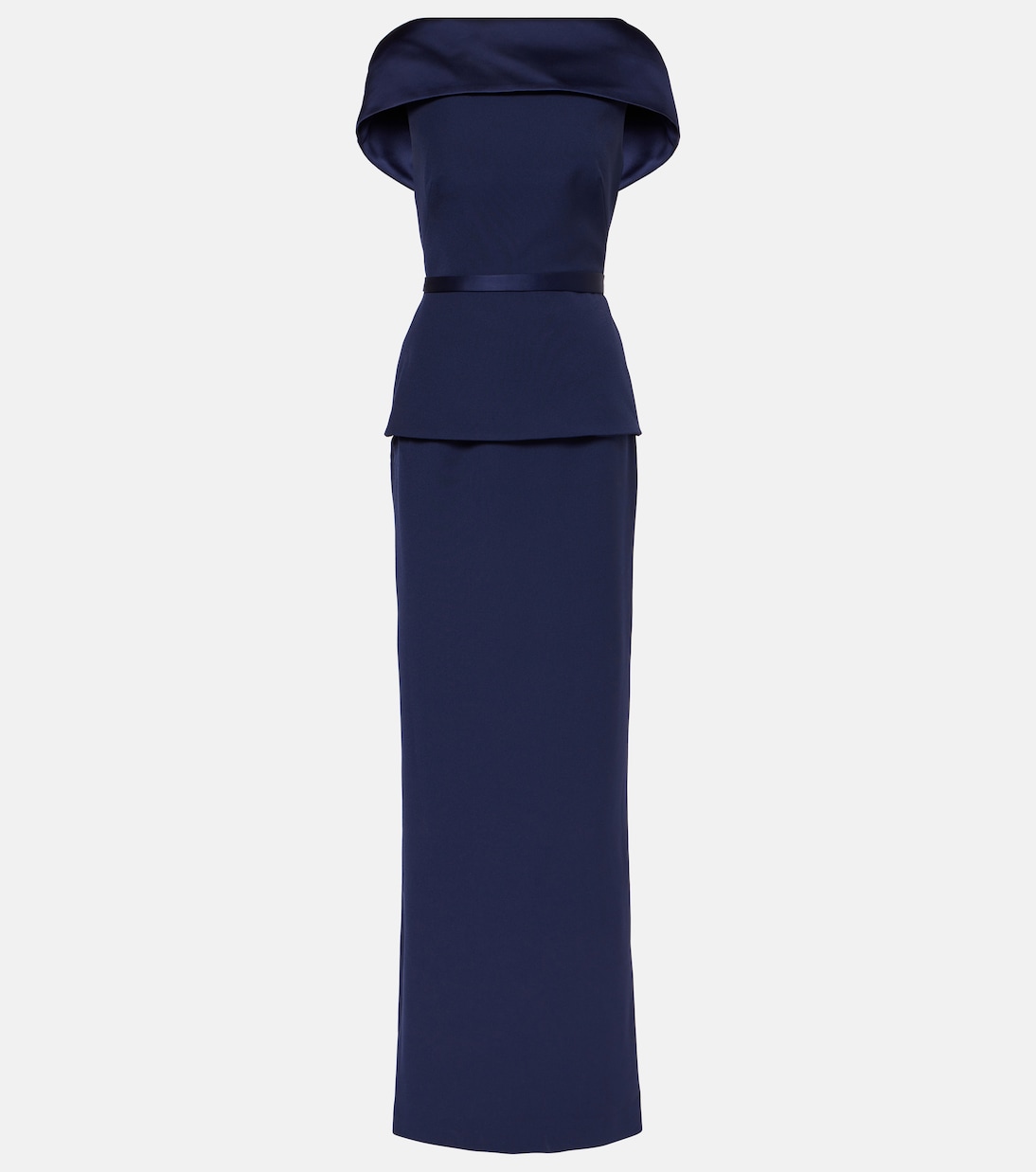 

Платье миди Rella с драпировкой и баской из плотного крепа Safiyaa, Maritime