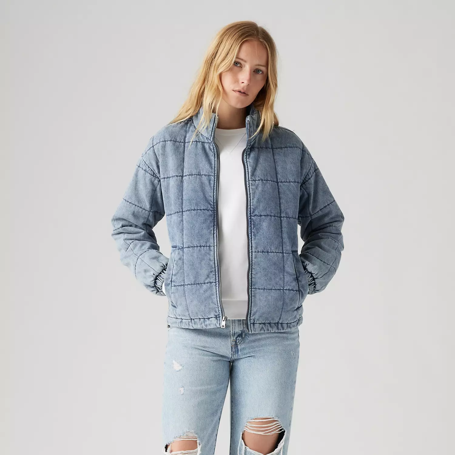

Стеганая куртка из хлопка Levi's, цвет Light Wash Denim, Серый, Стеганая куртка из хлопка Levi's, цвет Light Wash Denim