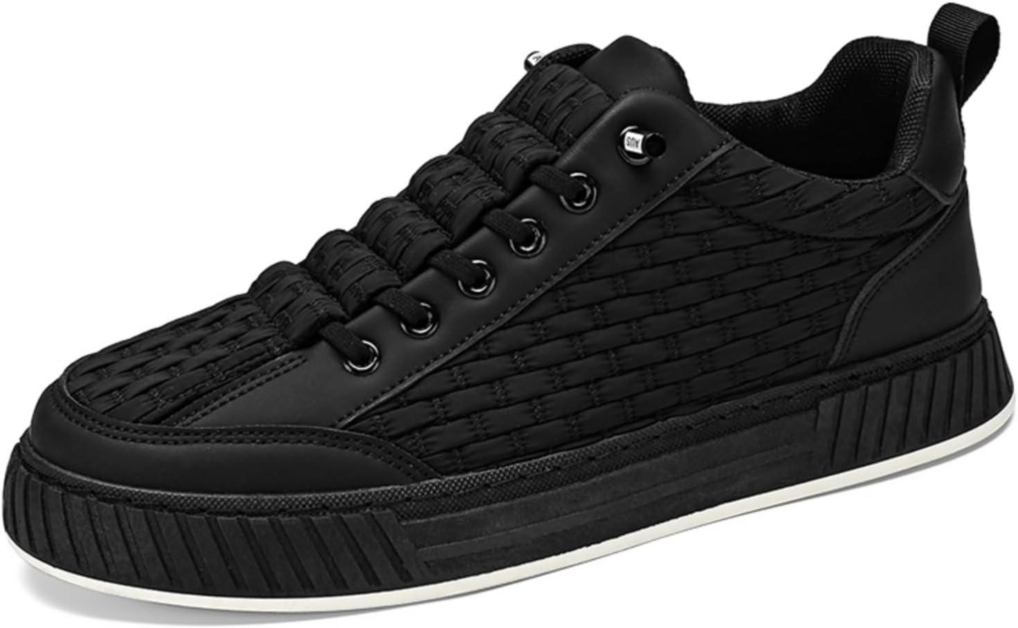 

Мужские повседневные слипоны с язычком, стеганым текстурированным верхом и платформенной подошвой, дышащие шнуровка, модная обувь для ежедневного уличного стиля Kelibasi, черный