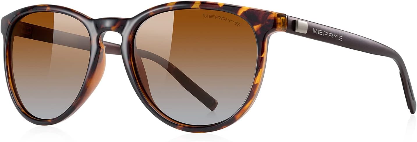 

Поляризованные солнцезащитные очки MERRY'S для женщин и мужчин, винтажный ретро-классический стиль, круглая оправа, алюминиевые дужки, модель S8288, Leopard Frame/Brown Gradient Lens/Brown Temples