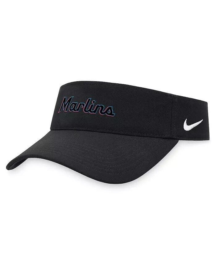 

Мужской черный регулируемый козырек с надписью Miami Marlins Nike