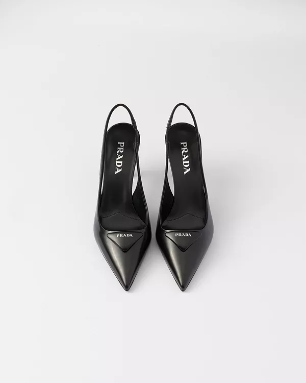 Женские туфли-лодочки из матовой кожи с открытой пяткой Prada, черный — фото 3