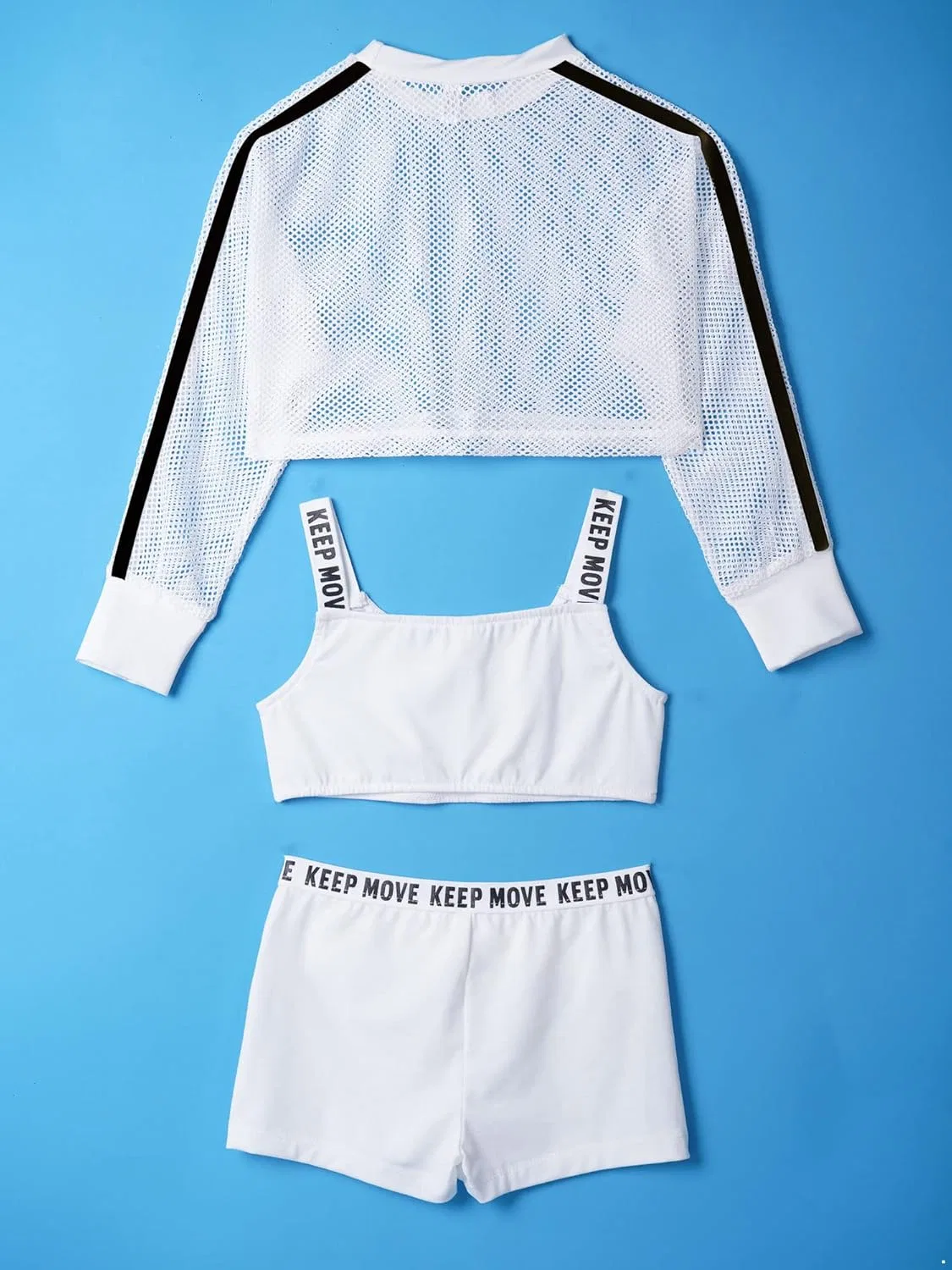 Детский спортивный костюм с топом и шортами Linjinx, 3 предмета, White — фото 4