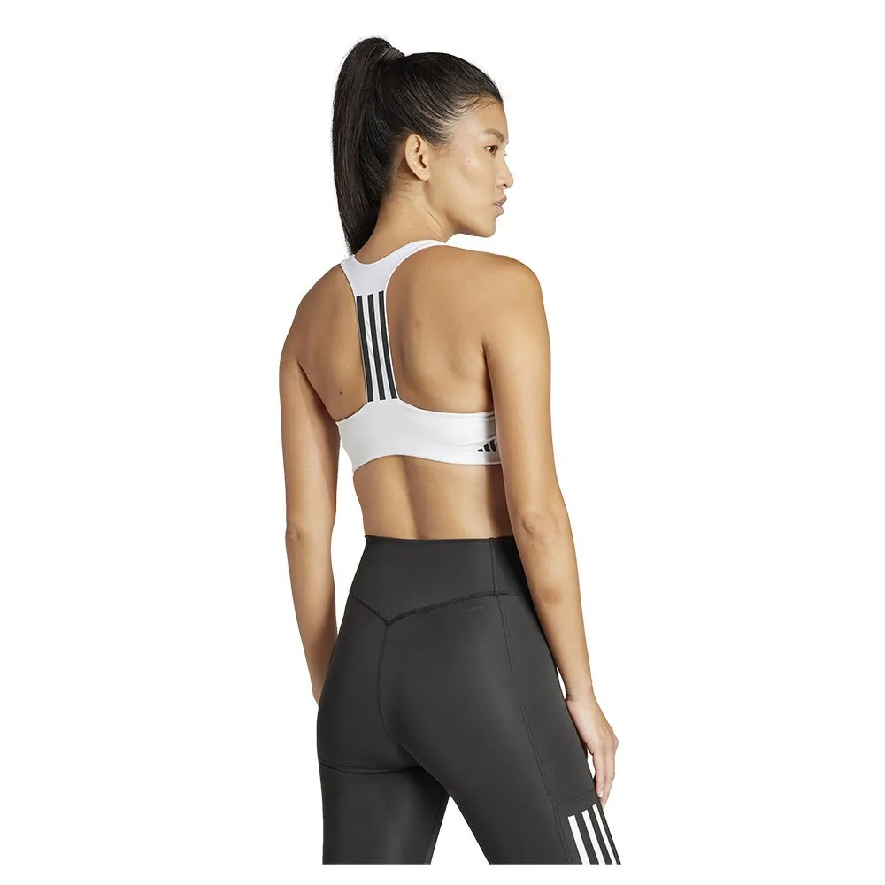 Спортивный бюстгальтер adidas Powerimpact 3 Stripes Medium Impact, белый — фото 2