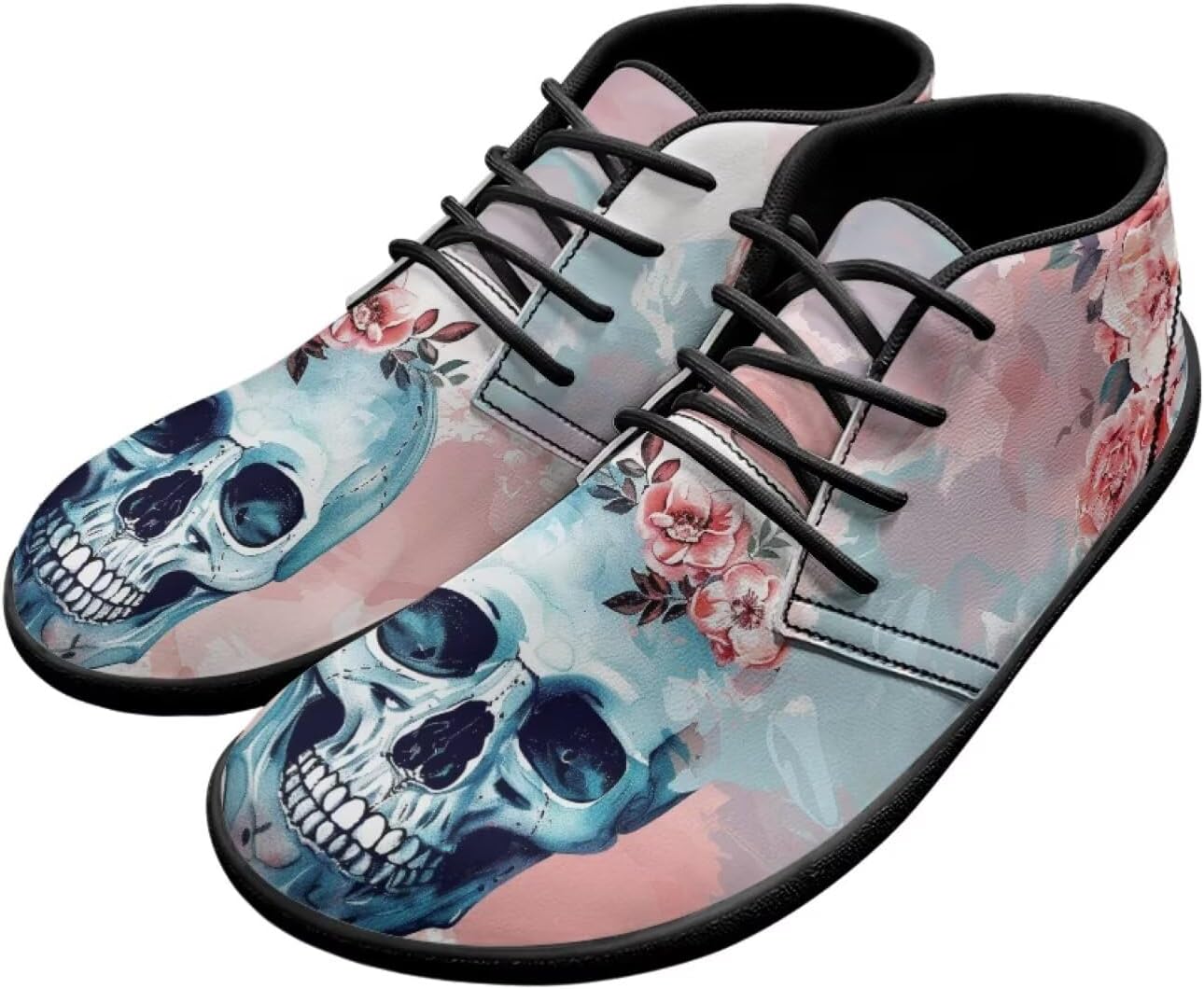 

Мужские кроссовки с черепами на голую ногу, подошва нулевая, противоскользящие, для бега, ходьбы и походов Xixirimido, Skull Floral