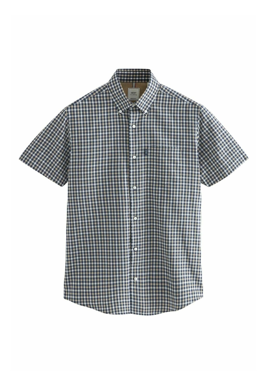 

REGULAR FIT Easy Iron Button Down Oxford Short Sleeve Next, Рубашка темно-синяя клетка