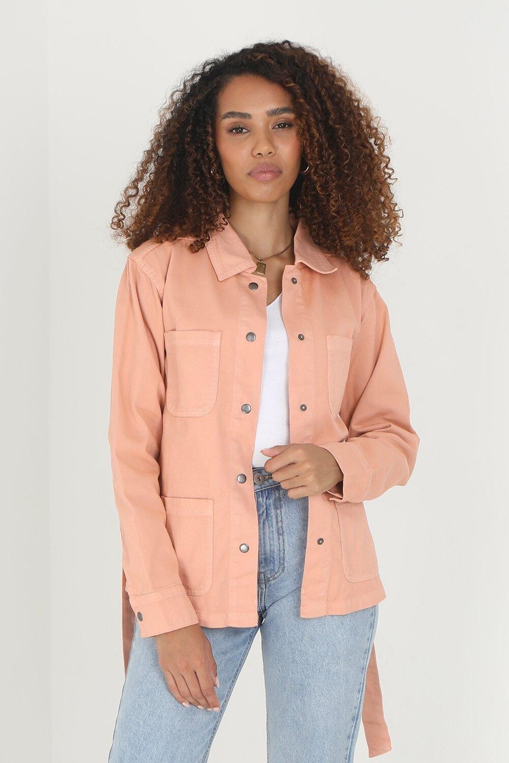 

Рубашка 'Dolly' с поясом из хлопкового твила Brave Soul, оранжевый