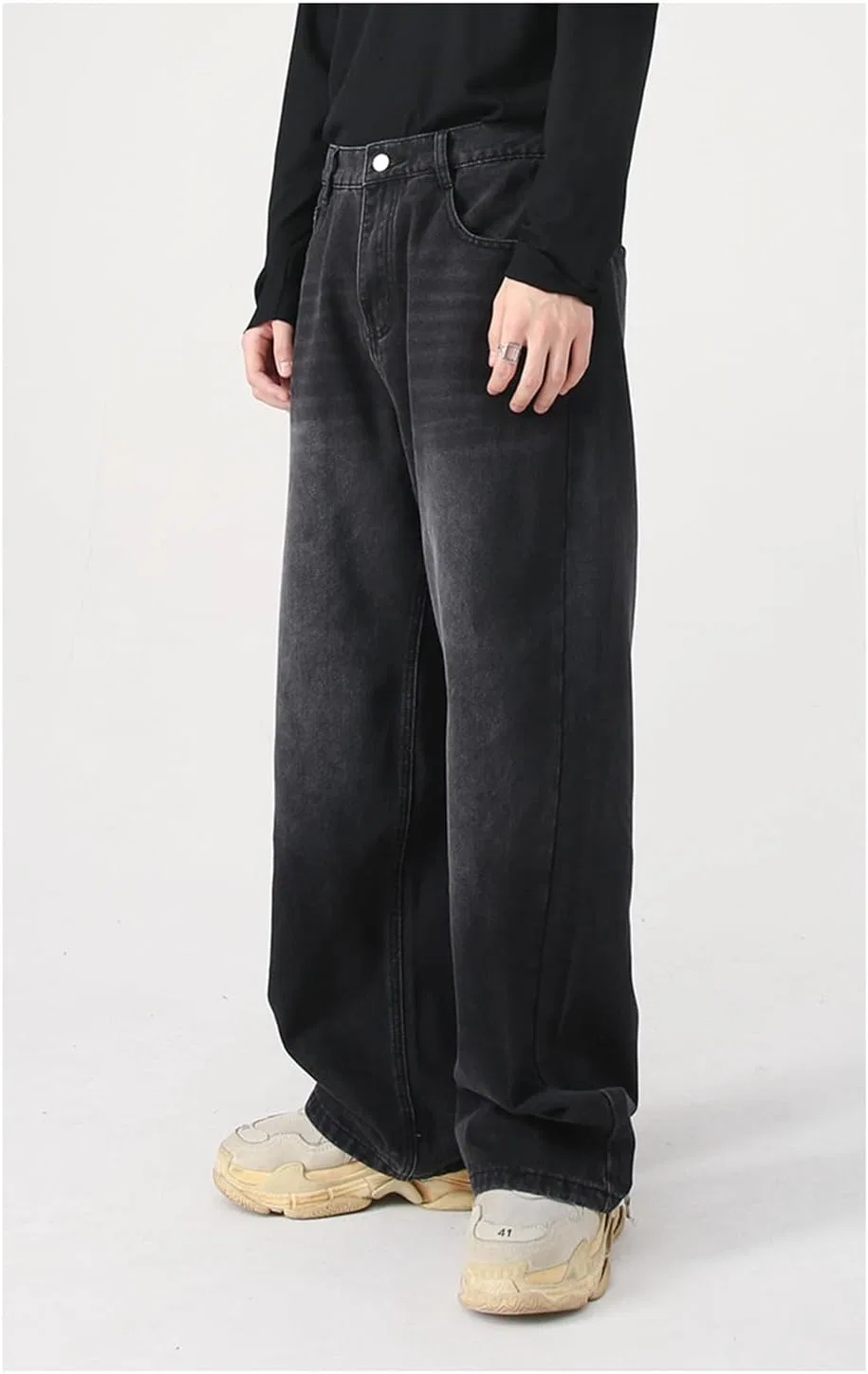 Джинсы свободные, Men's Jeans, серый — фото 2
