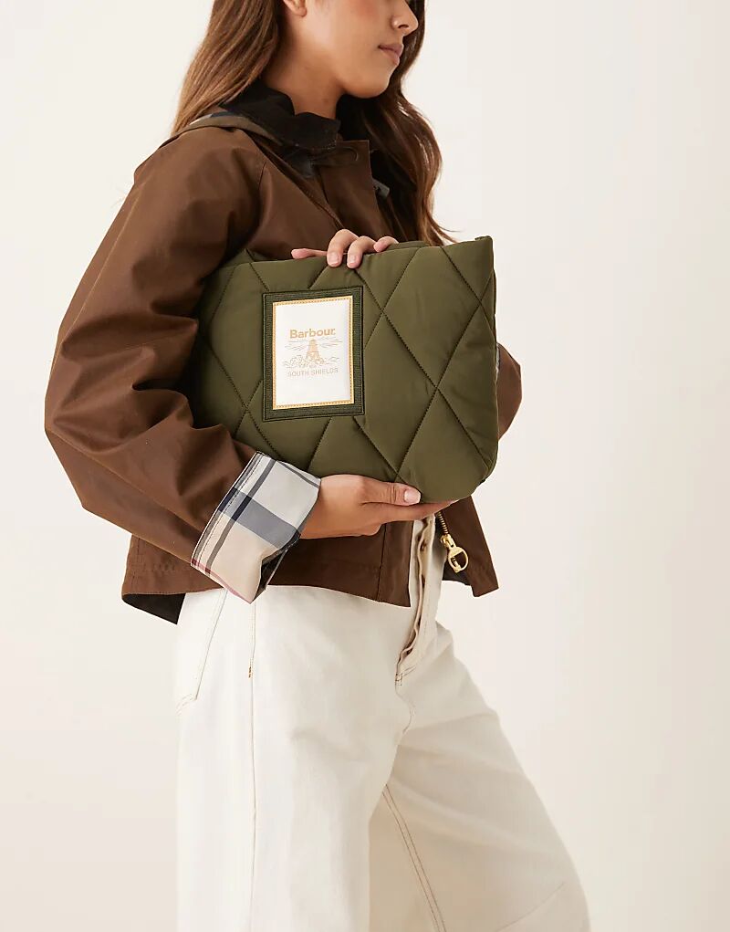 

Миниатюрная стеганая сумка-тоут Barbour Mariah оливково-зеленого цвета