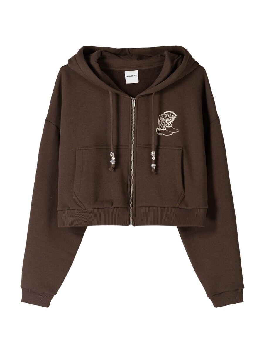 

Худи Bershka Zip-Up Hoodie, цвет Chocolate