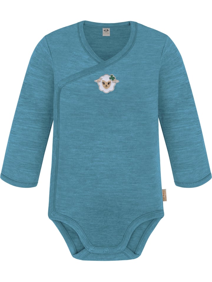 Normani Outdoor Sports Детский боди с длинными рукавами из мериносовой шерсти и штанишки из мериносовой шерсти синего цвета — фото 3