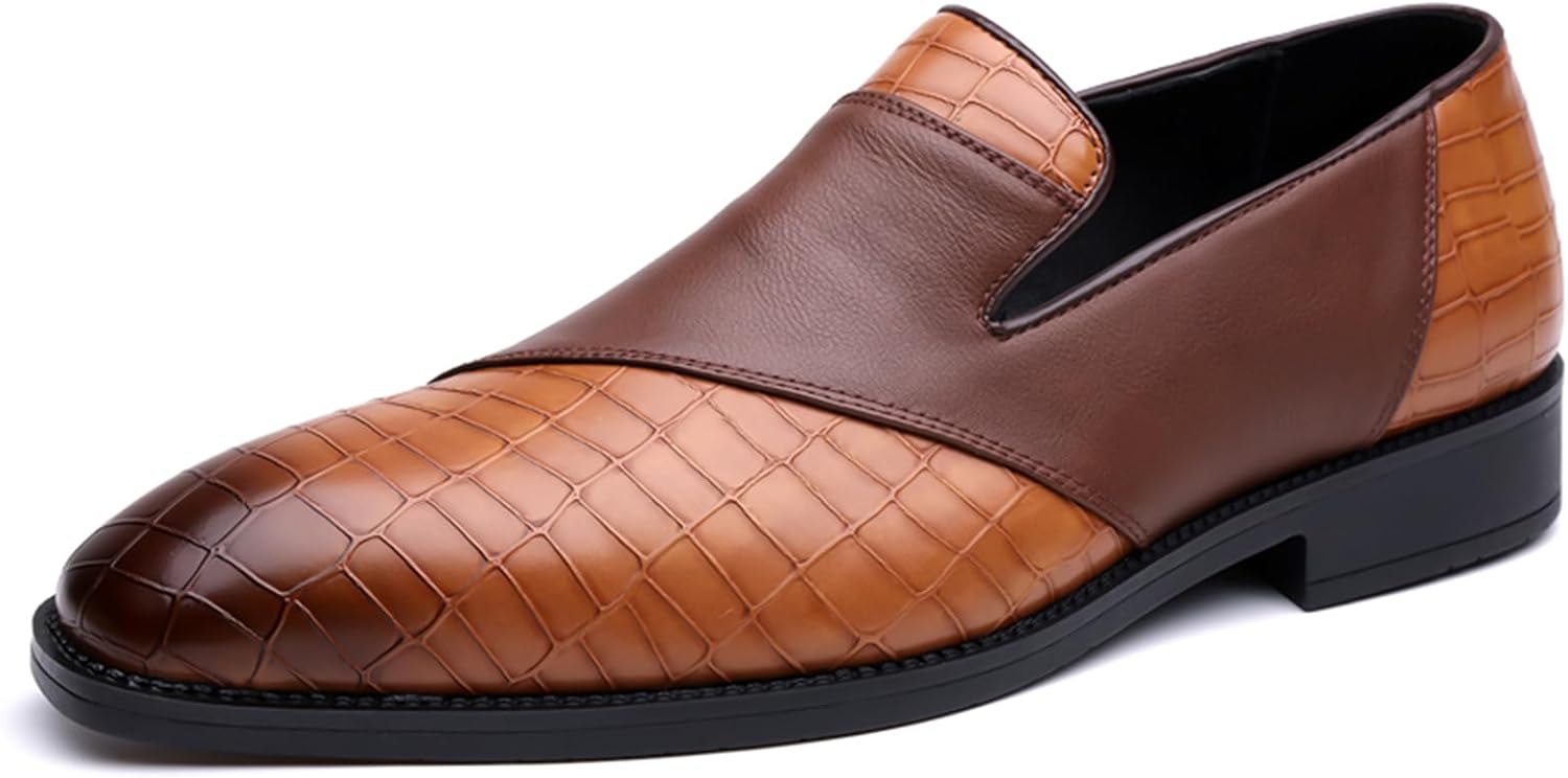 

Мужские лоферы из натуральной кожи с зауженным носком, текстурированным узором и контрастной отделкой, мягкая стелька, классические туфли для делового, офисного, свадебного и формального стиля Psieicwm, желтый