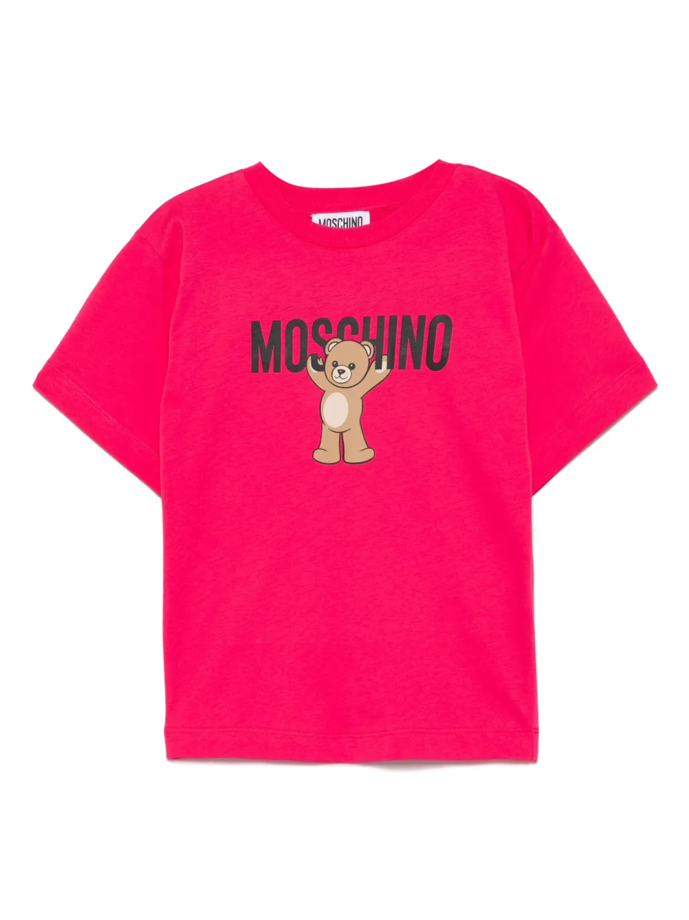 

Хлопковая футболка с принтом тедди Moschino Kids, розовый
