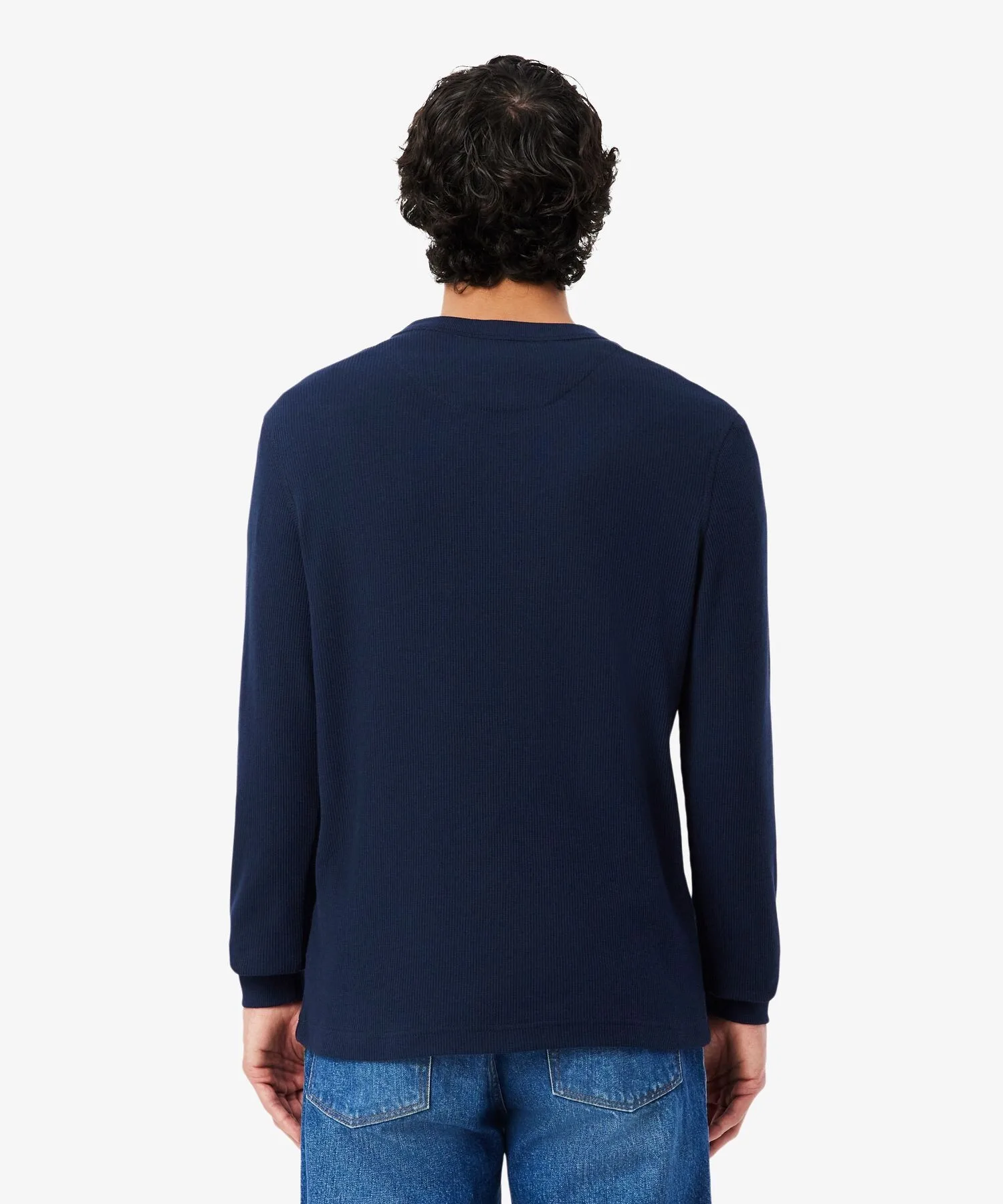 Унисекс футболка-поло с длинным рукавом LACOSTE из хлопка белого цвета — фото 4