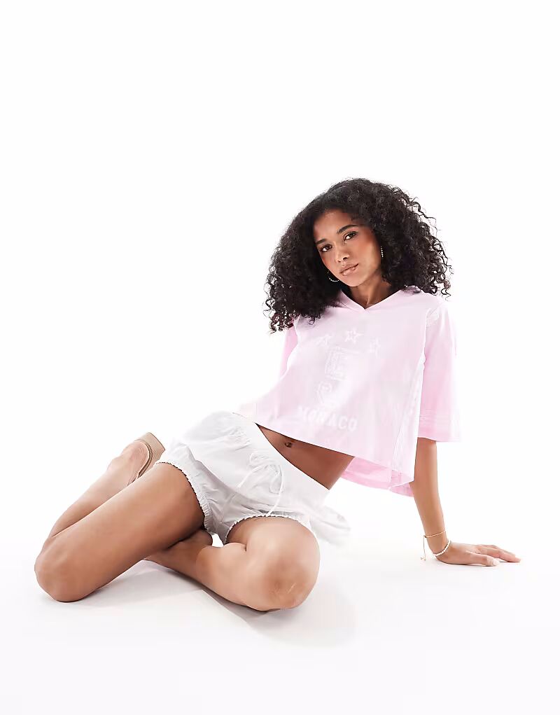 

Футболка «Мисс Селфридж» с кружевной отделкой Miss Selfridge, розовый