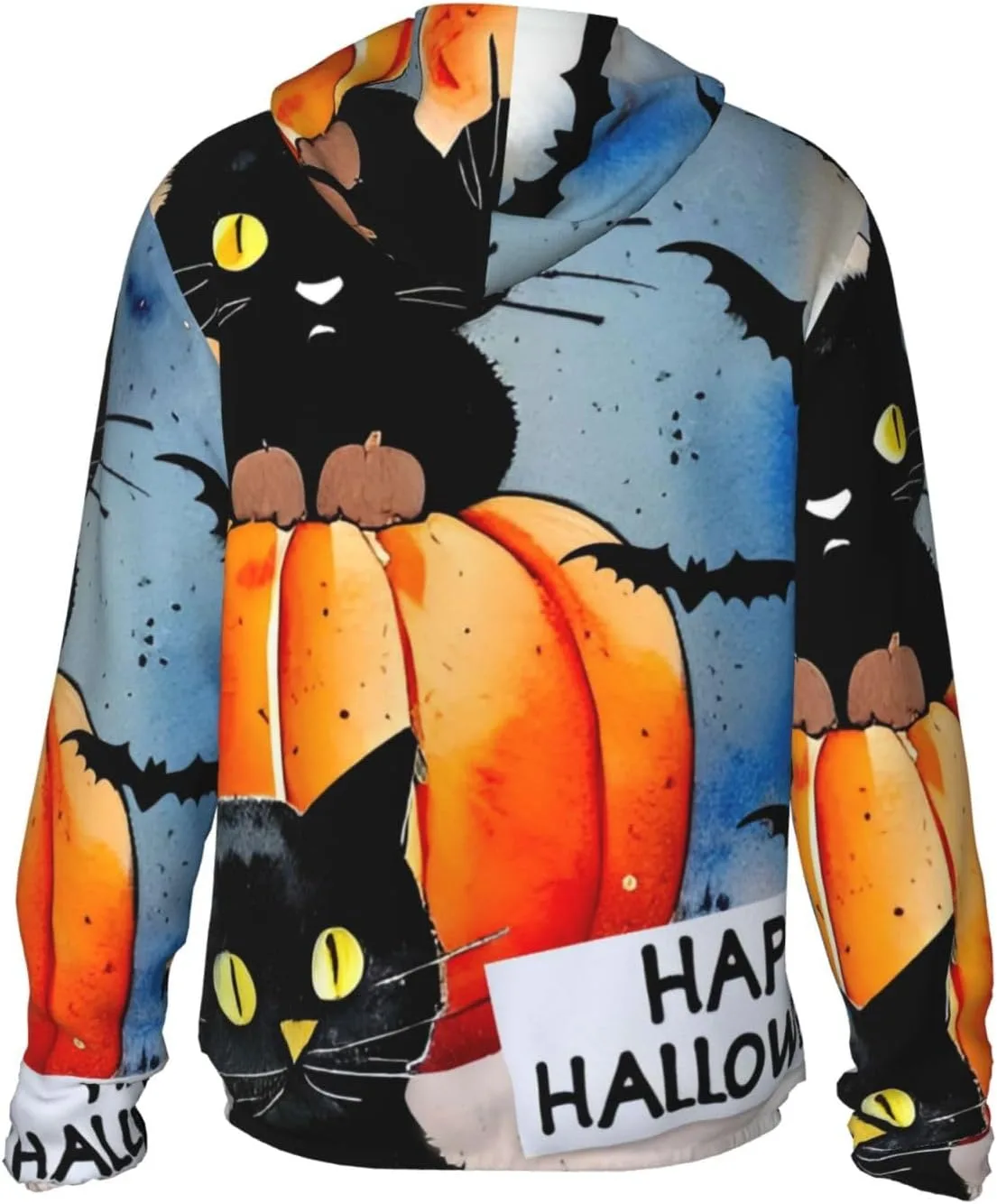Толстовка с капюшоном Halloween Cats, защита от солнца, легкая, с длинным рукавом — фото 4