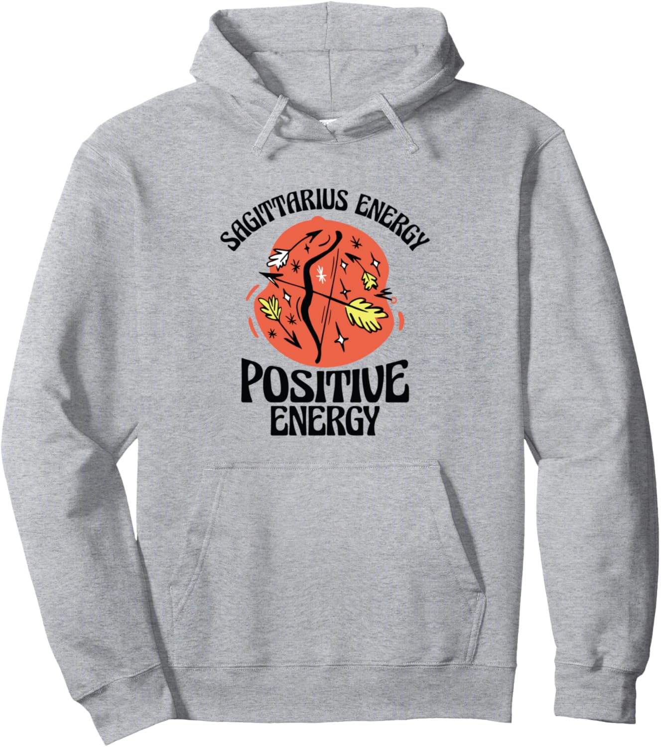 

Худи с изображением рожденного под знаком Стрельца. Энергетический зодиакальный гороскоп Sagittarius Energy Positive Energy, серый