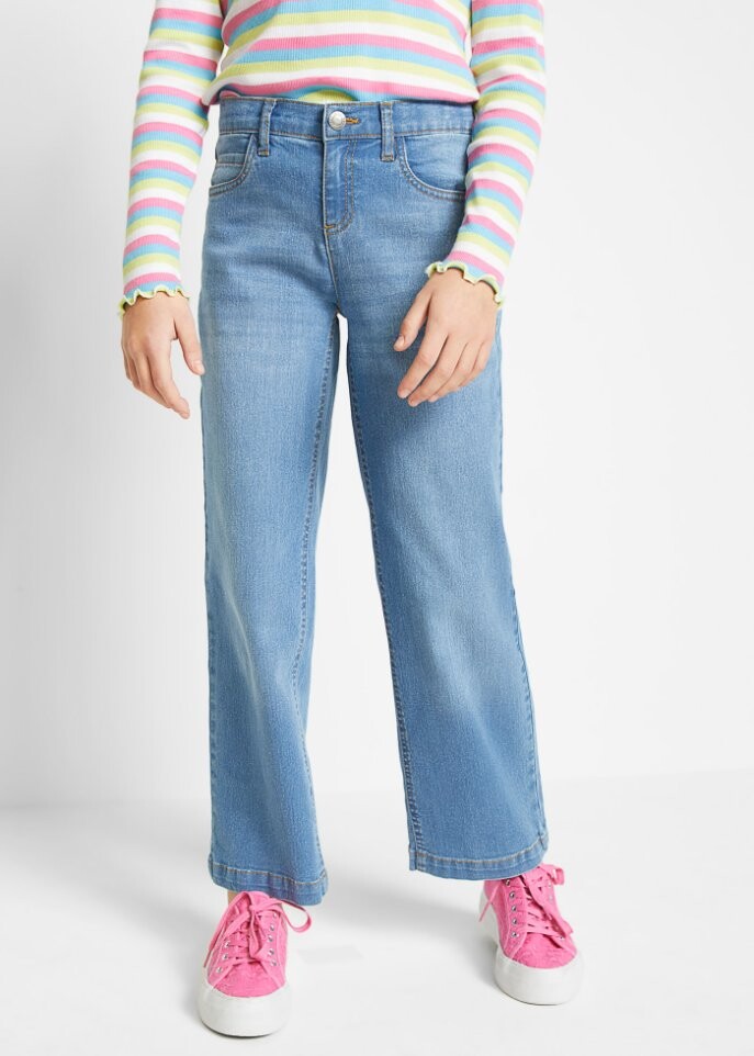 

Джинсы для девочек с широкими штанинами John Baner Jeanswear, голубой, Синий, Джинсы для девочек с широкими штанинами John Baner Jeanswear, голубой