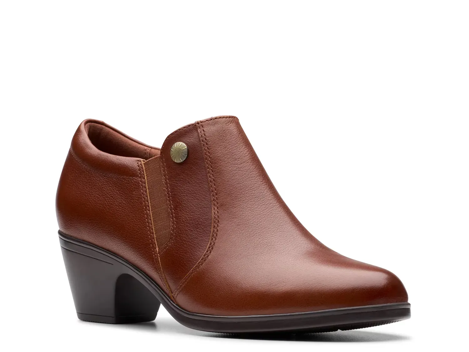 Ботильоны женские Clarks Emily Reyna кожаные на блочном каблуке, коричневый