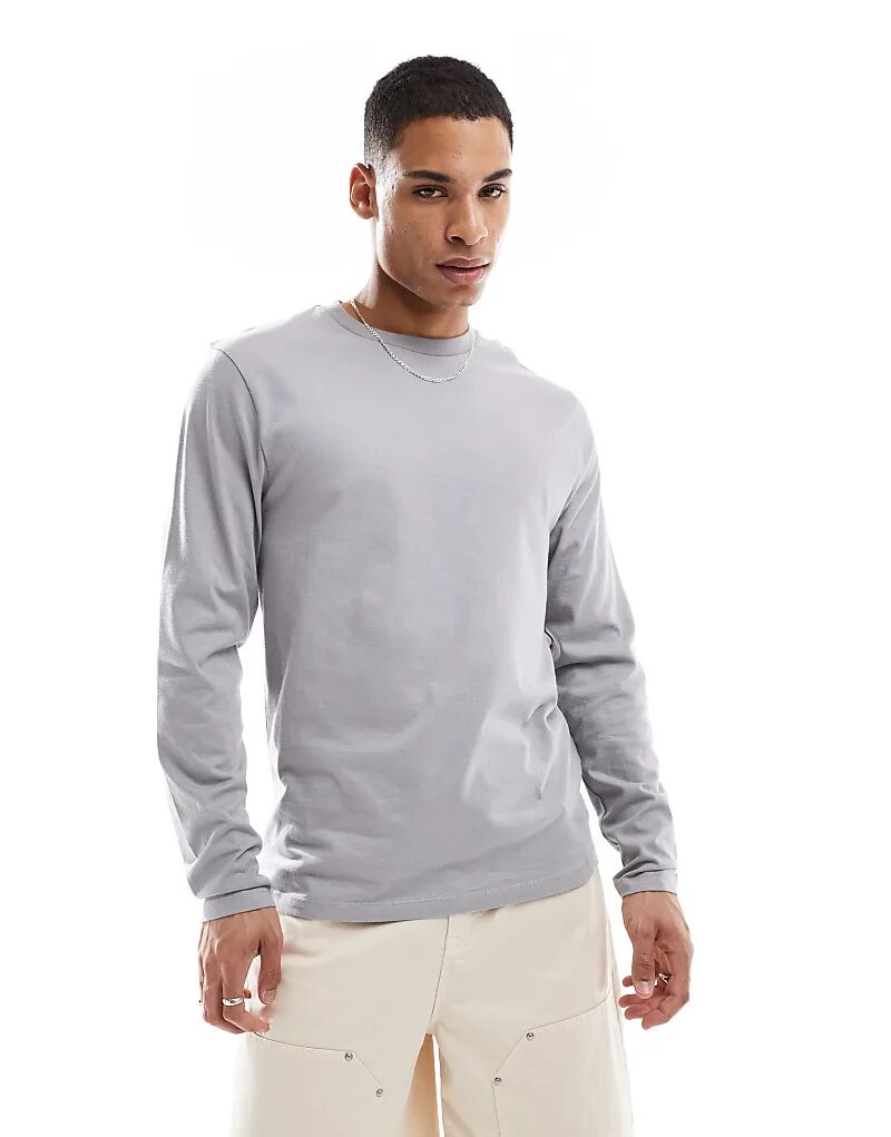 

Футболка ASOS DESIGN Essential с круглым вырезом и длинными рукавами серого цвета