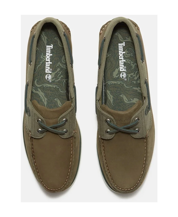 Классические мужские мокасины, верх из темно-зеленой кожи. Timberland, зеленый — фото 2
