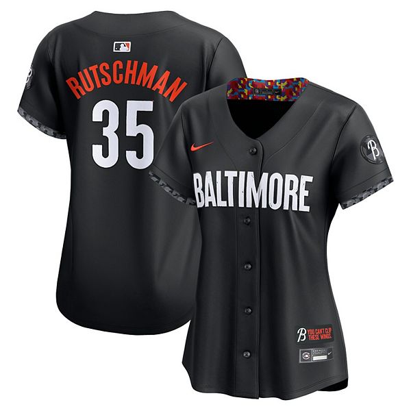 

Женская бейсболка Baltimore Orioles City Connect Limited с именем игрока Adley Rutschman Nike