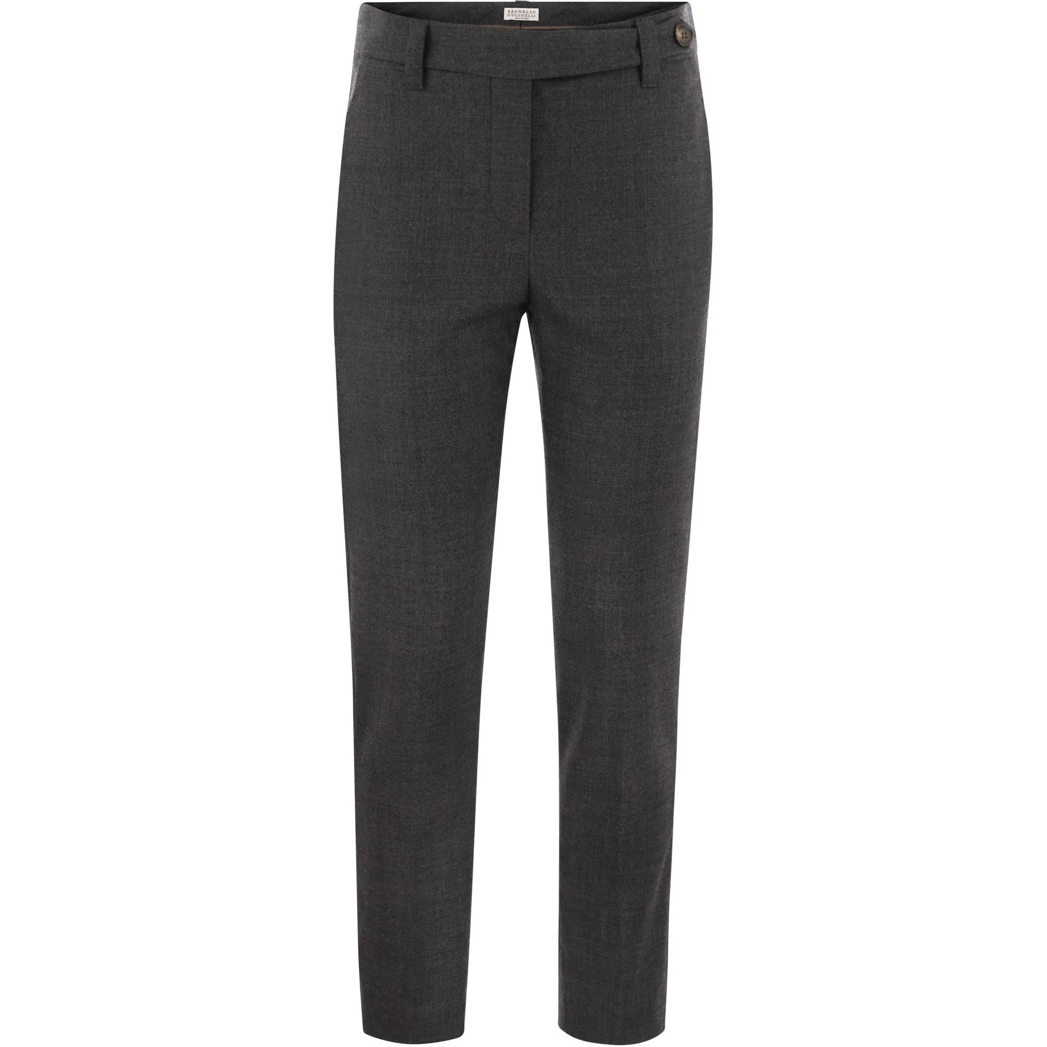 

Растянутые брюки-сигареты Brunello Cucinelli, темно-серый
