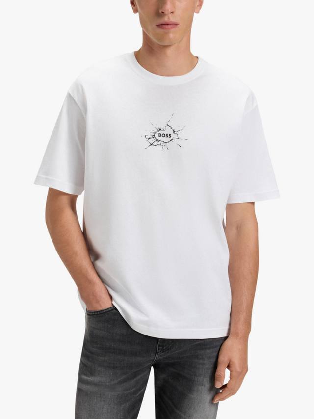

BOSS Cotton Short Sleeve Graphic T-Shirt HUGO BOSS, White