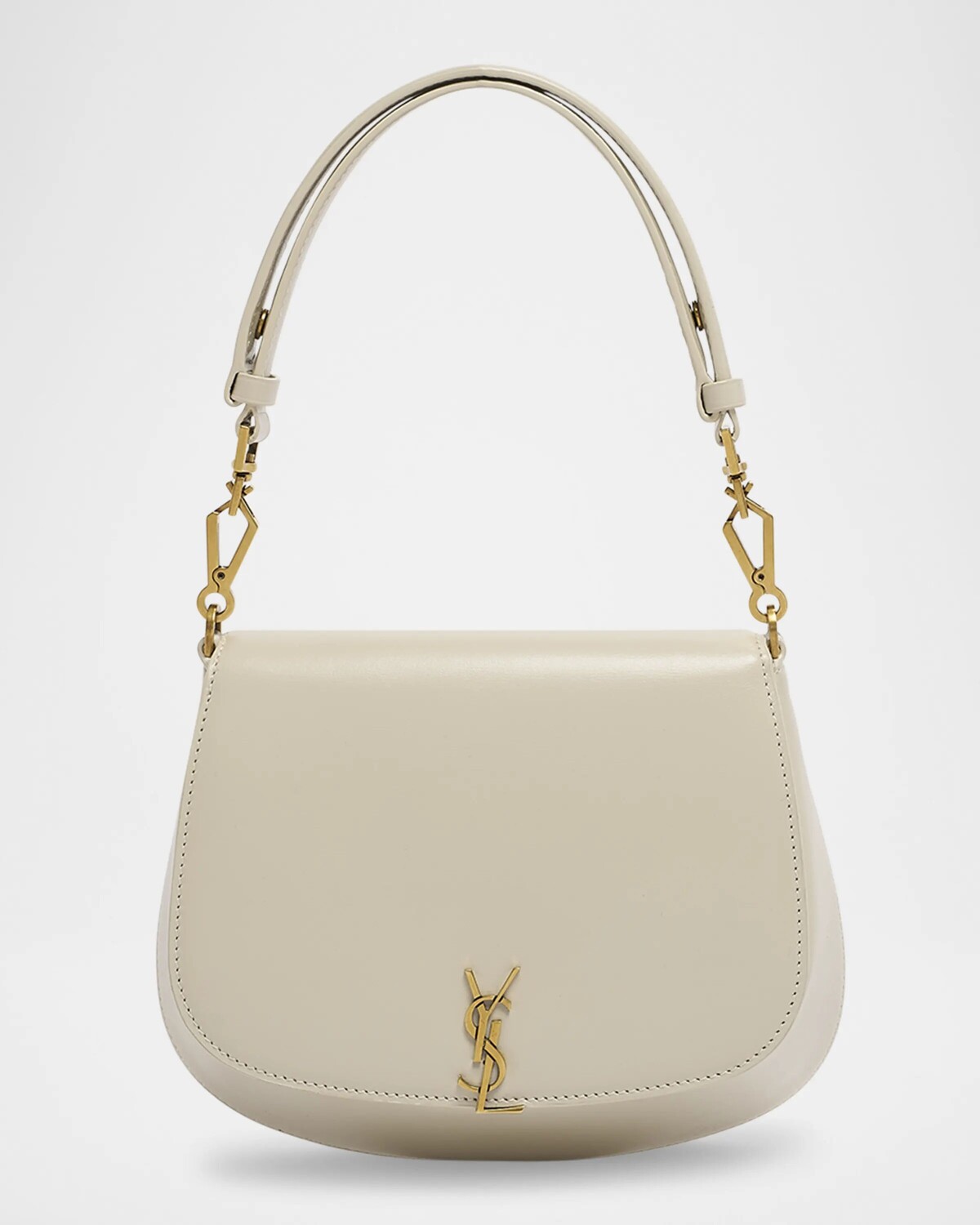 

Сумка Voltaire с верхней ручкой из гладкой кожи Saint Laurent, цвет Crema Soft