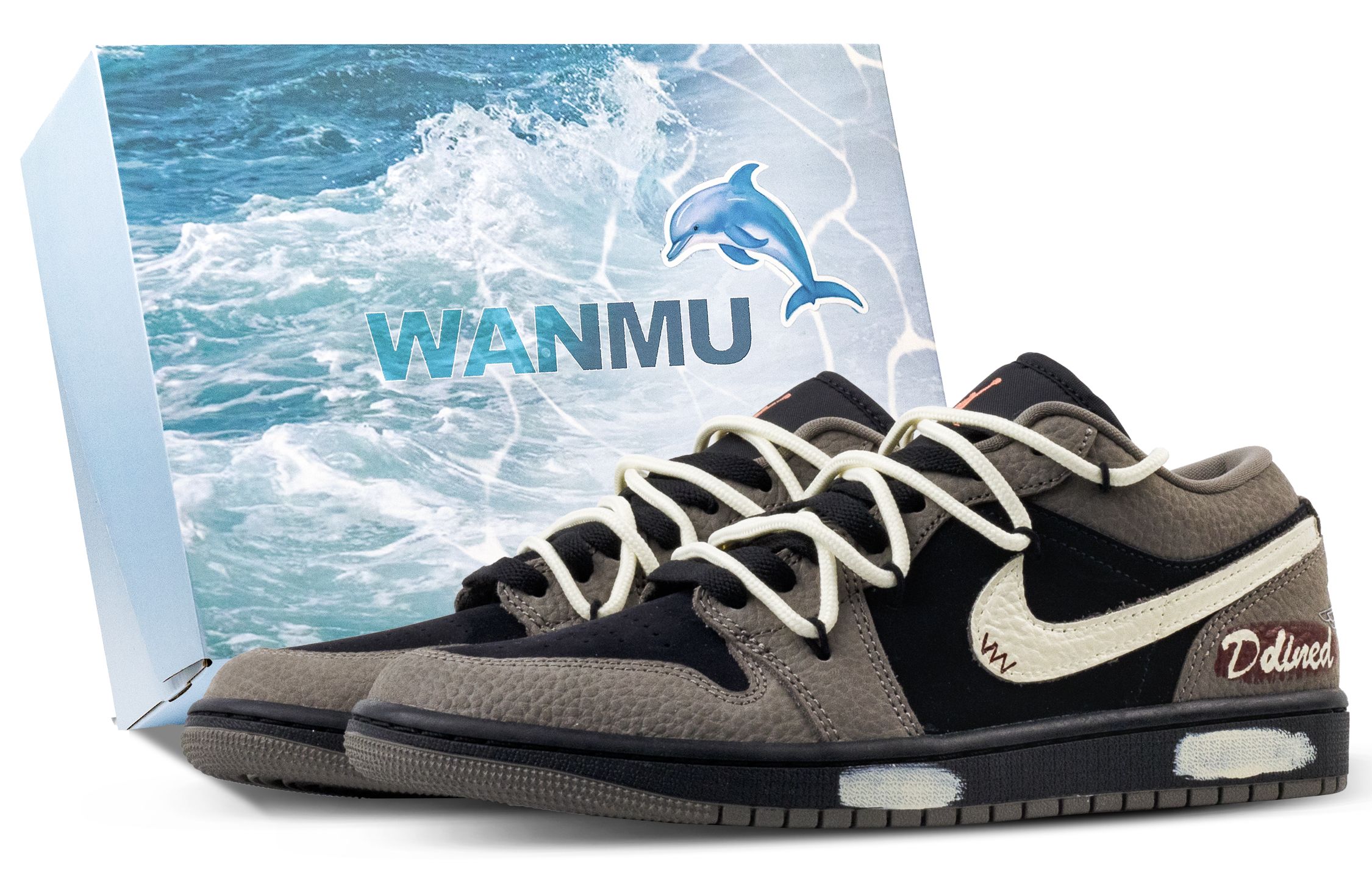 

Jordan Кроссовки Air 1 Mocha Graffiti Abrasion Resistant Balance Low top Vintage Unisex Black Brown