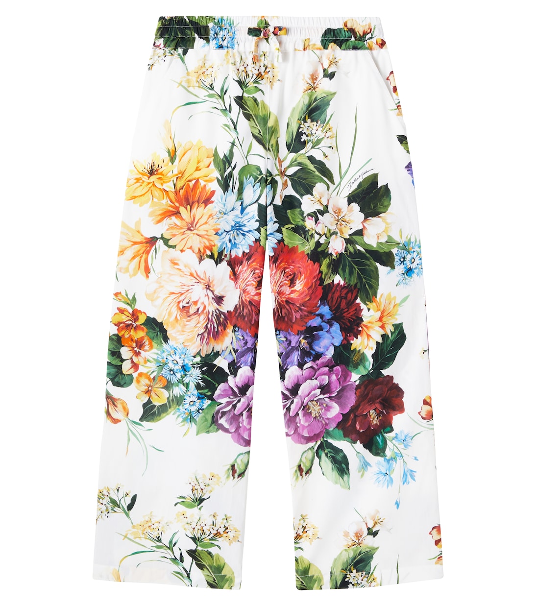 

Цветочные хлопковые поплиновые палаццо Dolce&Gabbana Kids, B.Fiori Cret. F.Bco