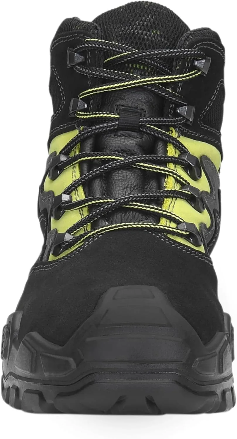 Защитные ботинки ELTEN Mick Black-Green Mid ESD S3S для мужчин и женщин, кожа/текстиль, сталь, защитные носки, легкие, классическая модель, черный — фото 4
