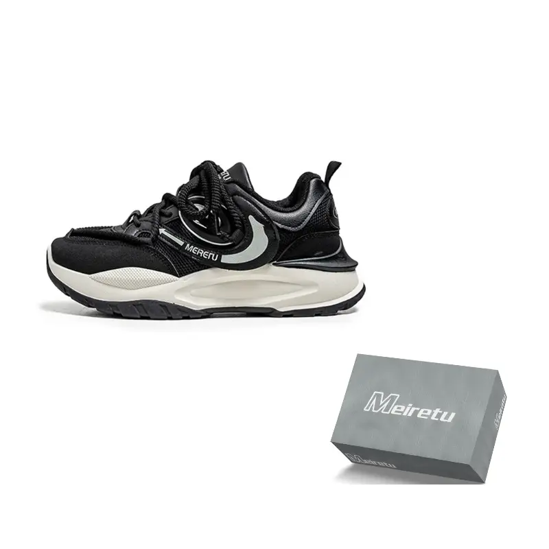 

Meiretu Амортизирующие противоскользящие мужские кеды низкие черные, цвет Black