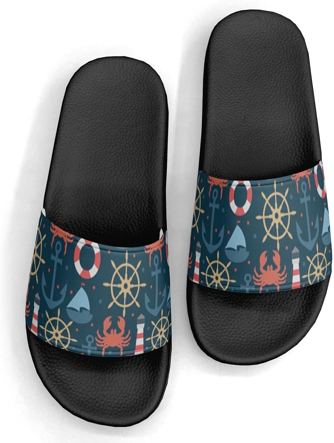 

Морские якоря Дизайн тапочки сандалии для женщин и мужчин, повседневные спортивные сандалии, тапочки для бассейна, душа, для дома и улицы Generic, Navy Anchor Sailboat Custom 3