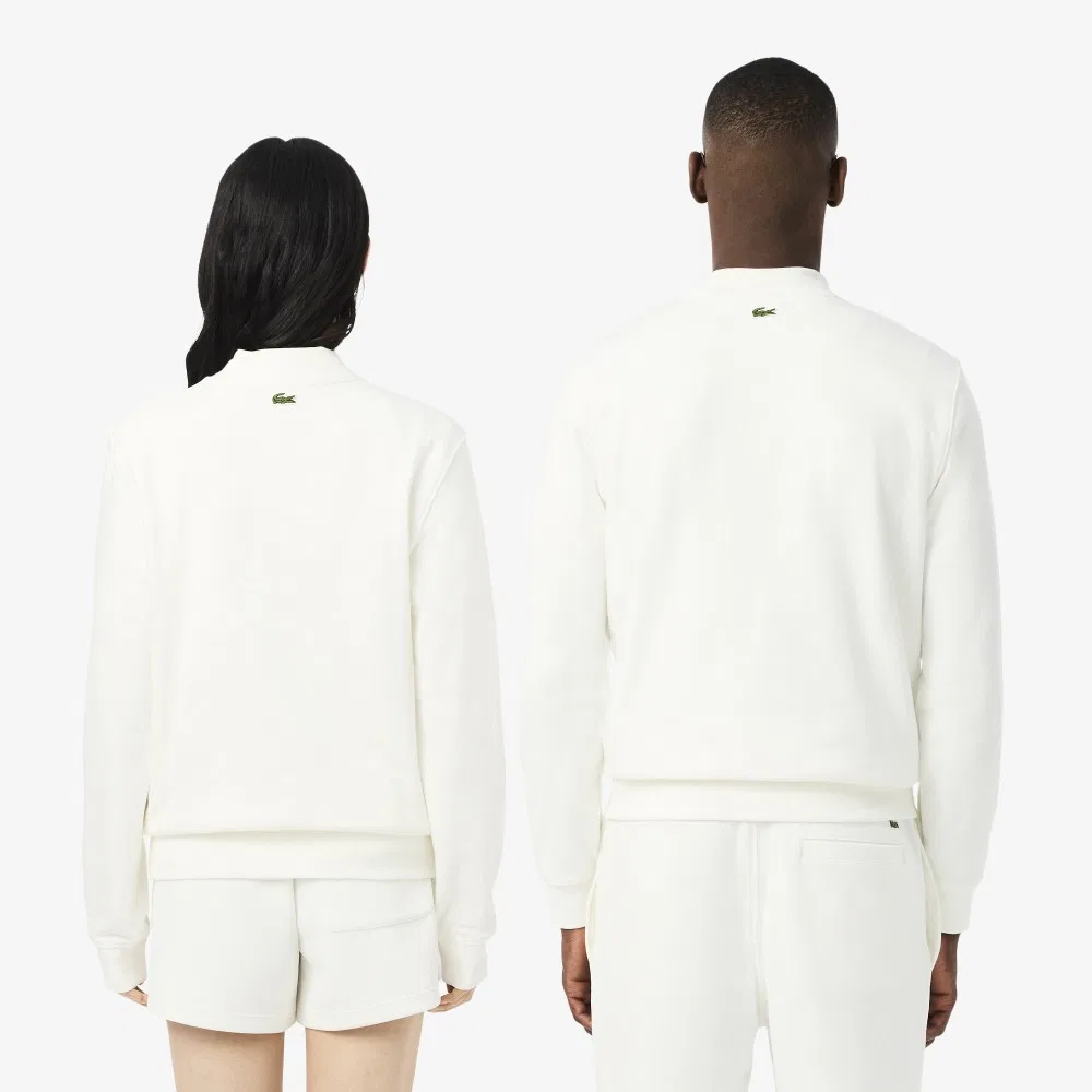 Мужской свитшот Lacoste с круглым вырезом и мягким брендингом, молочно-белый — фото 3