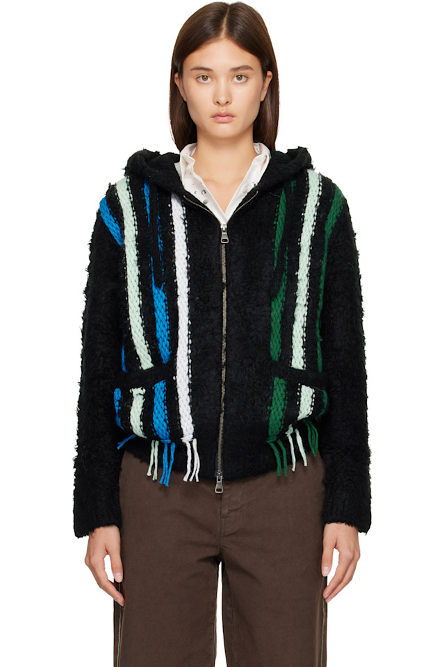 

Худи из трикотажа с обратной полосой Andersson Bell, черный