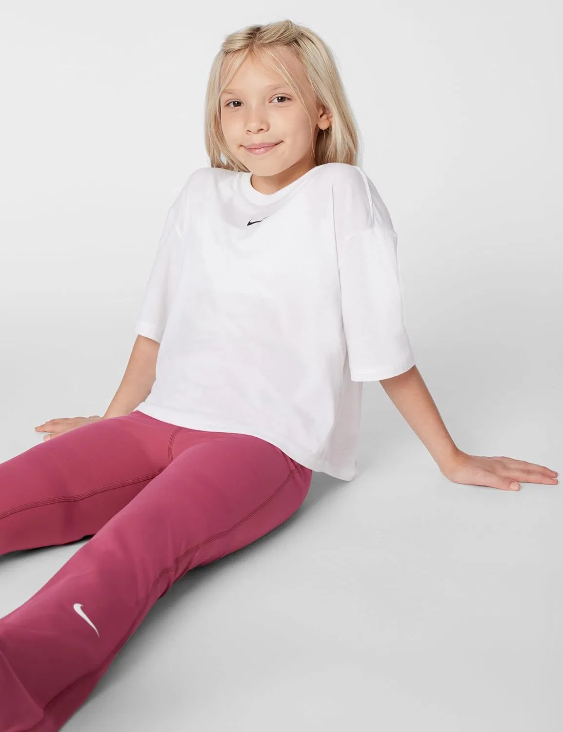 Леггинсы Nike Dri-FIT, Sweet Beet/White — фото 2