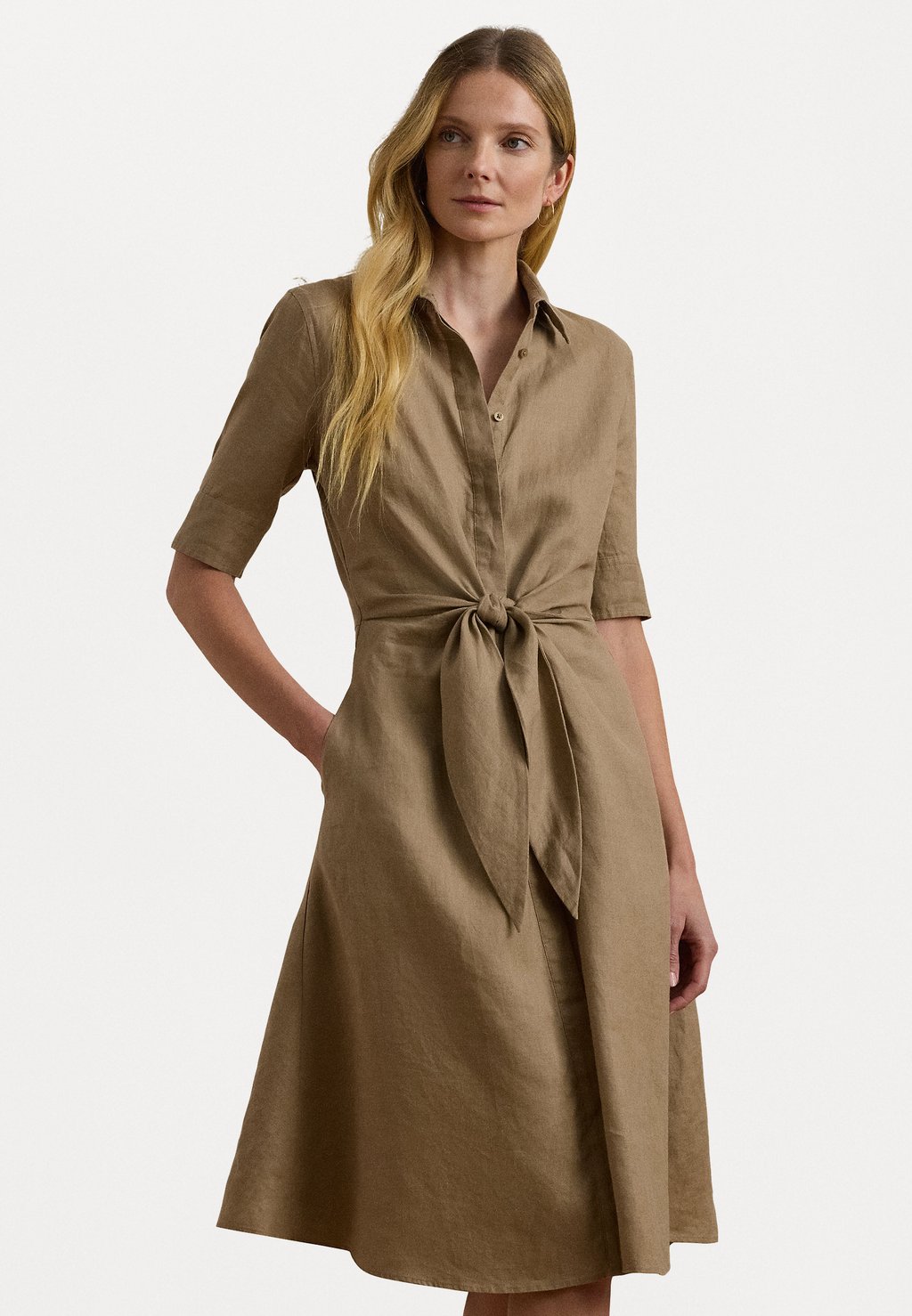 

Платье-рубашка SOFT DRAPEY LINEN DRESS Lauren Ralph Lauren, коричневый