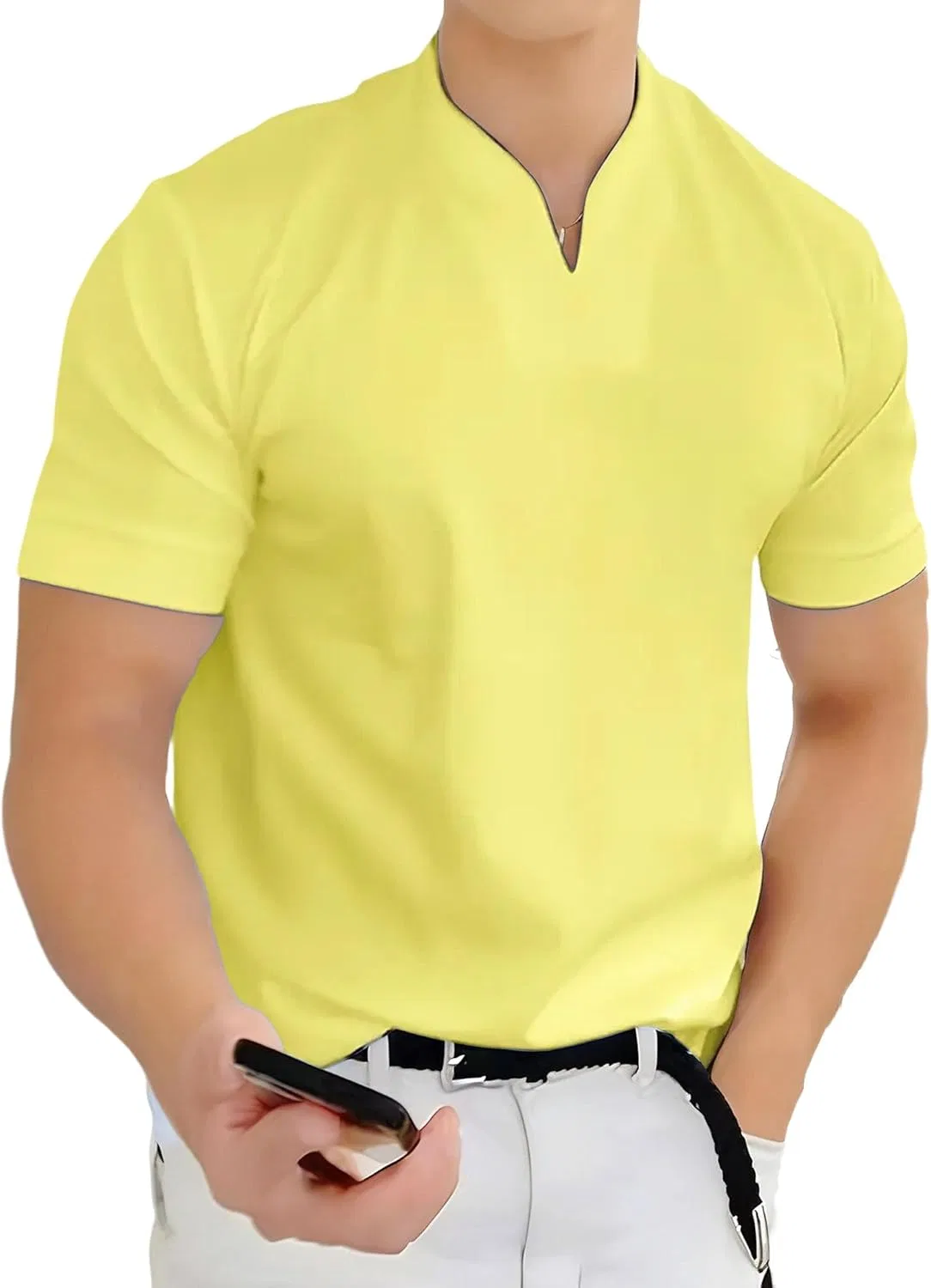 Футболка мужская с V-образным вырезом, Generic, Bright Yellow