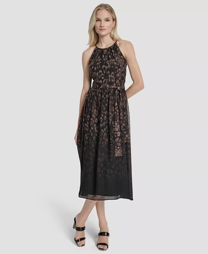 

Женское платье миди без рукавов с круглым вырезом DKNY