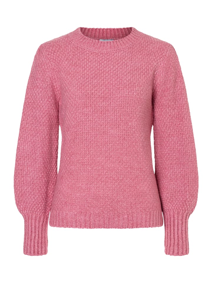 

Свитер с круглым вырезом, текстурированная вязка, ягодно-розовый цвет More & More