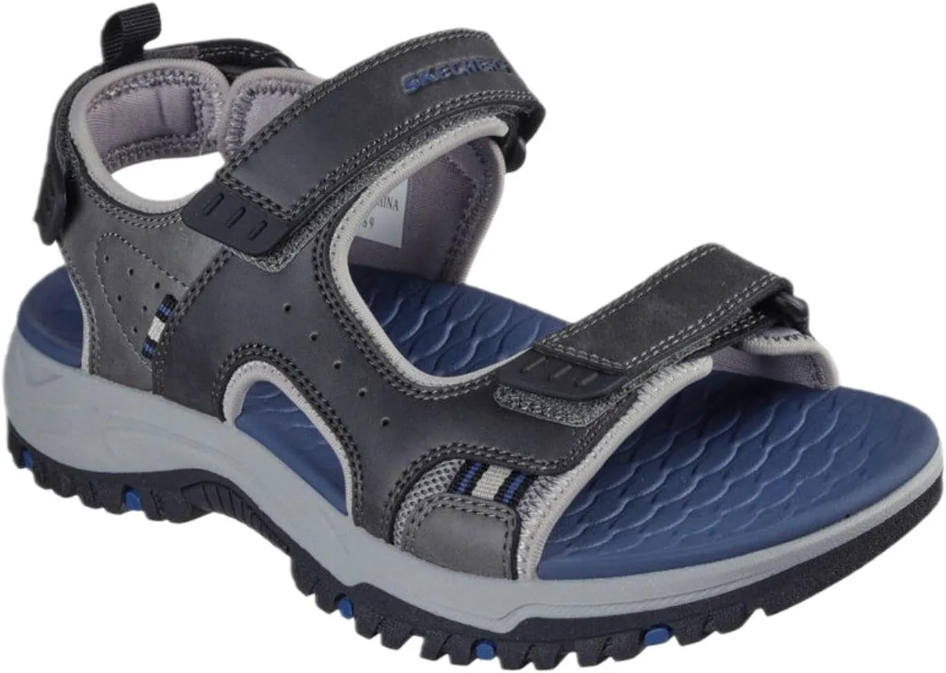 Мужские сандалии Skechers USA Prewitt - Rio с открытым носком и четырьмя ремешками, серый — фото 4