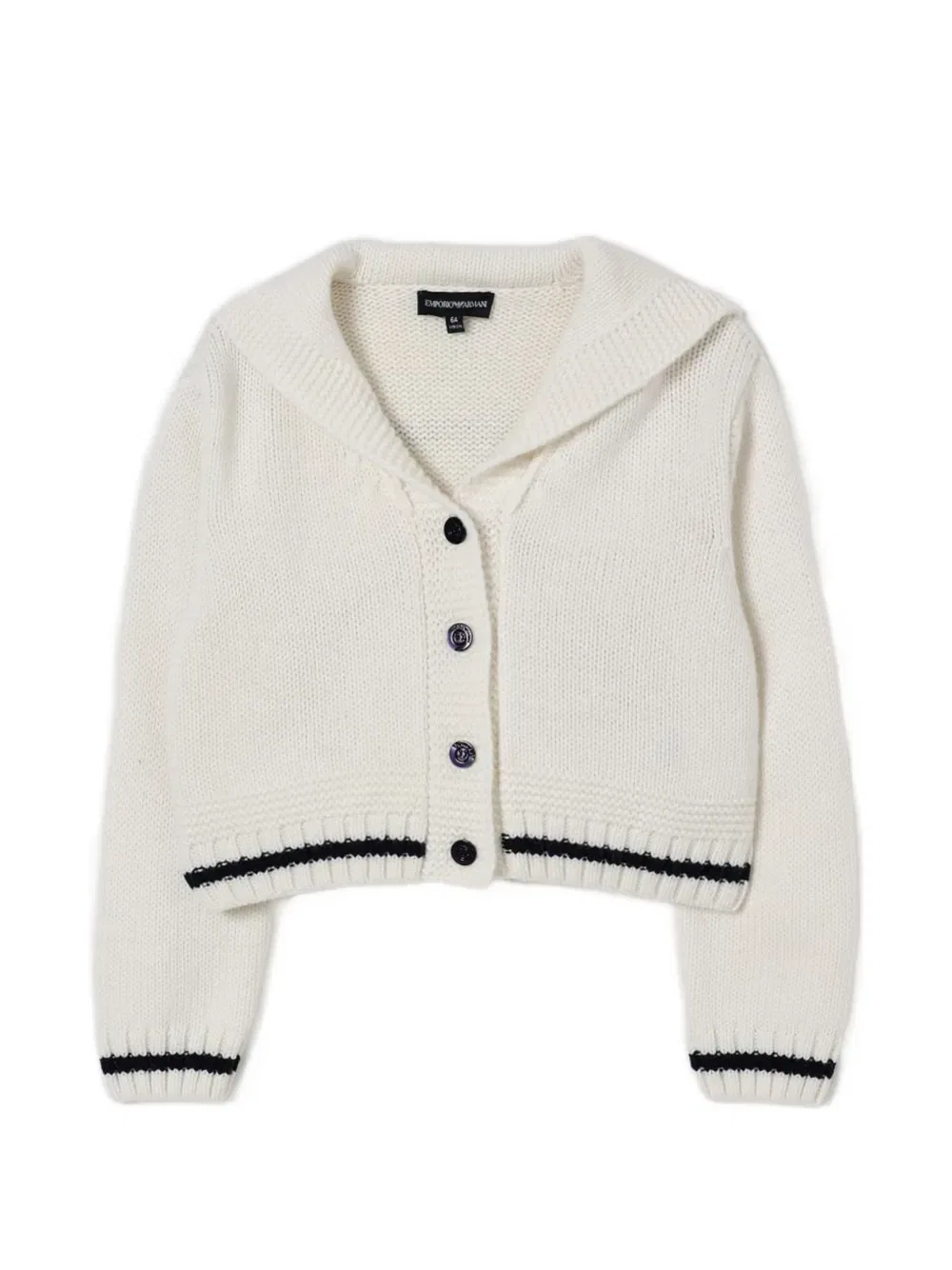 Кардиган в полоску с воротником-шалью Emporio Armani Kids, белый