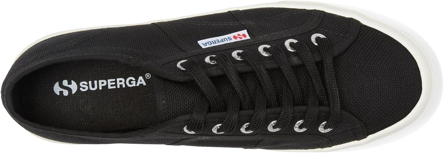 Кроссовки Superga 2740 Platform для мужчин и женщин - иконические итальянские теннисные кроссовки с дышащим верхом из ткани и нескользящей резиновой подошвой, черный — фото 2