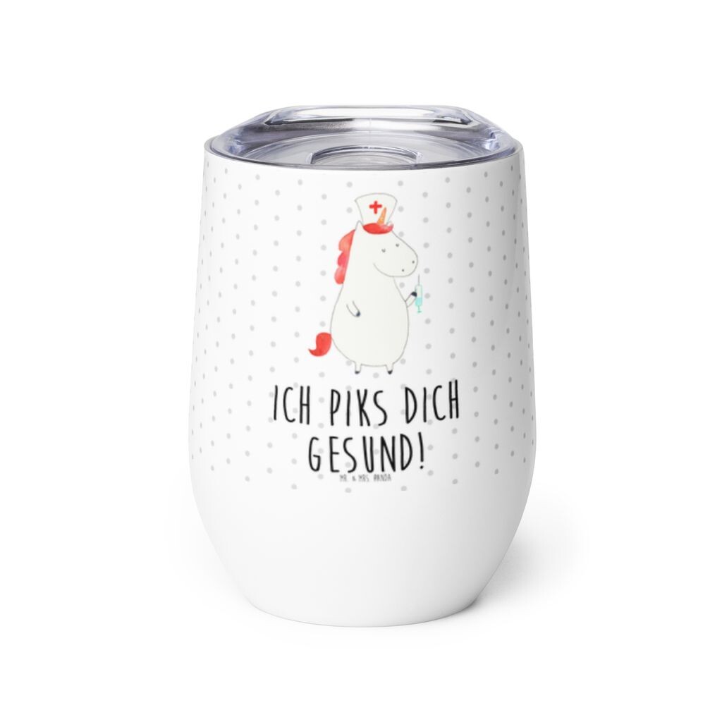 

Винная кружка Mr. & Mrs. Panda Unicorn Nurse — белая — подарок, украшение в виде единорога, медсестра, дорожная винная кружка, подарок медсестре, винная кружка в дороге, белый